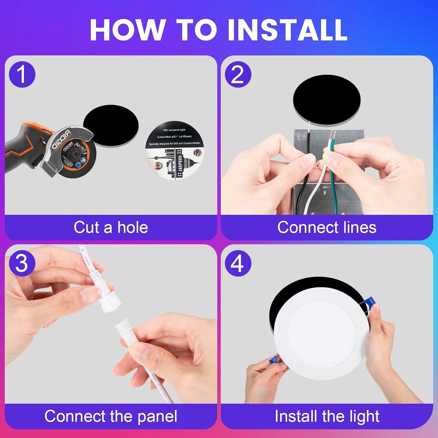 Xsky Smart Recessed Zigbee 3.0 Lighting 6 inch and 4 inch RGBCW Downlight. Work with Home Assistant,Hue* Bridge, 13W 1100LM, Dimmer Switch Include, 4 Pack