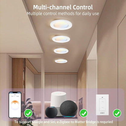 Xsky Smart Zigbee LED Recessed Retrofit Light 6 Inch, Zigbee Can Lights Fixture Dimmable, Work with Alexa, Hue* Bridge,Home Assistant, 4 Pack